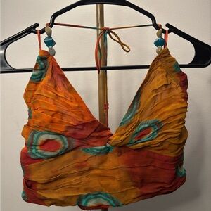 Zara Multicolor Halter Crop Top